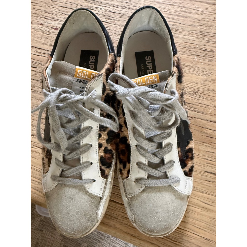 Golden Goose CURRENT ONLINE Superstar Leopard Print Calf Hair Black Star Size 39 - Picture 6 of 9